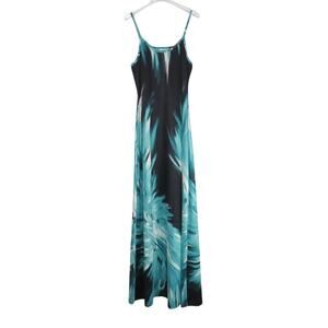 Shein Tropical Palm Leaf Maxi Dress Small Sleeveless Vacation Dress